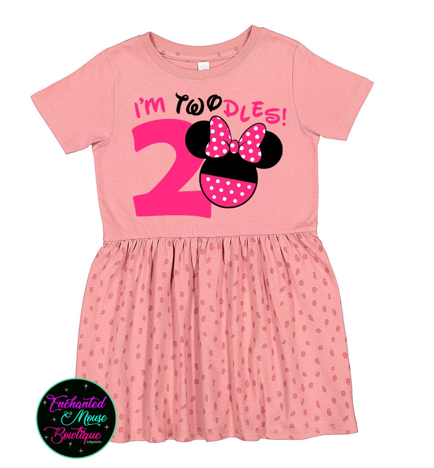 I'm Twodles, Minnie Mouse Dress, Girls Disney Dress, Disney Dress, Toddler Disney Dress, Minnie Birthday Dress, Disney Birthday Dress
