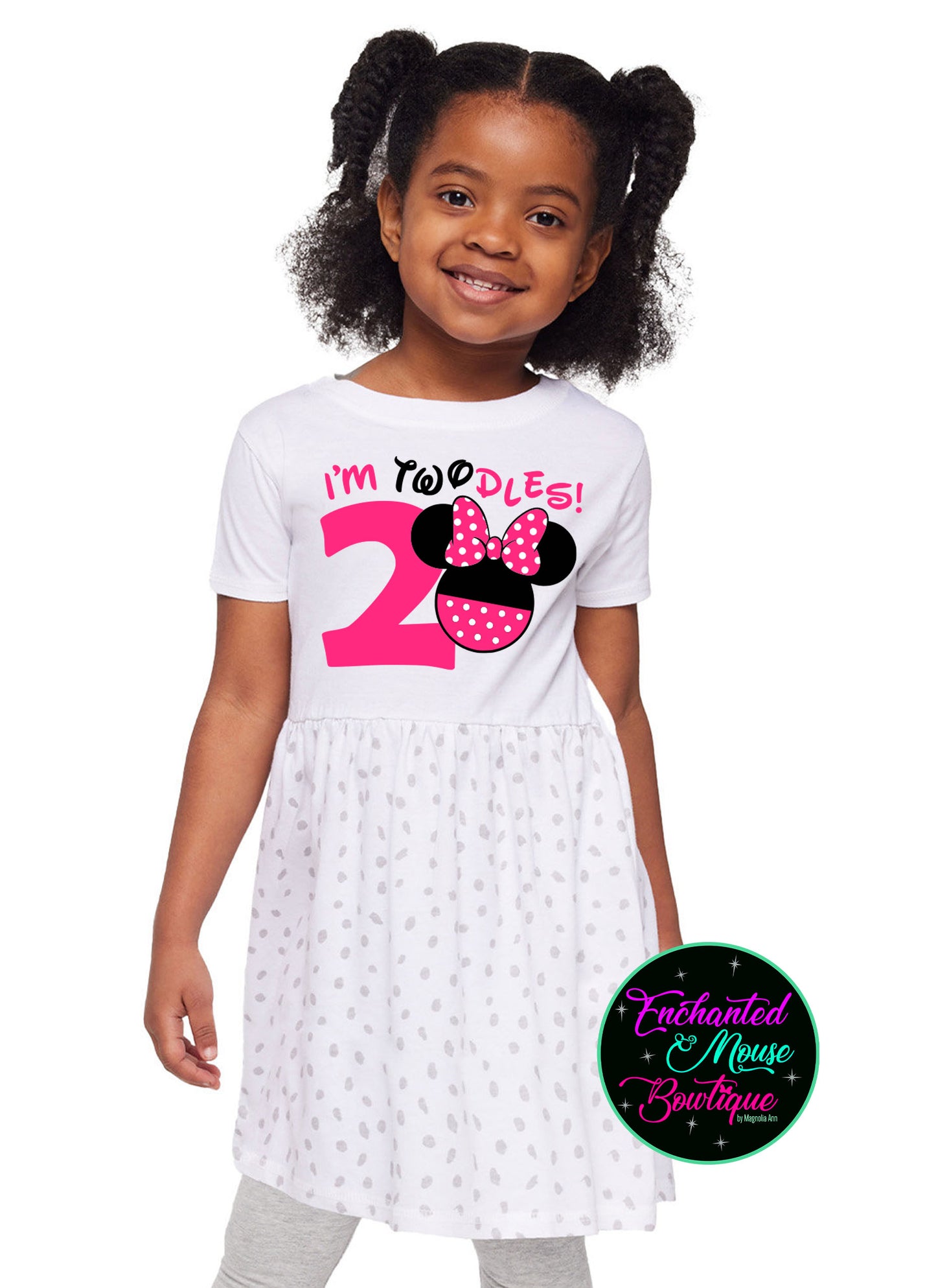 I'm Twodles, Minnie Mouse Dress, Girls Disney Dress, Disney Dress, Toddler Disney Dress, Minnie Birthday Dress, Disney Birthday Dress