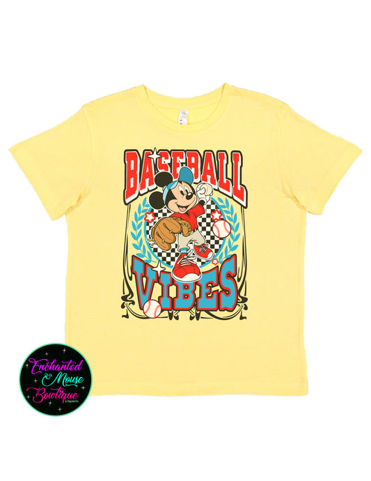 Mickey Baseball Vibes Shirt, Disney Shirt, Baseball Disney Shirt, Kids Disney Shirt, Kids Baseball Shirt, Mickey Mouse Shirt, Baseball Lover Tee