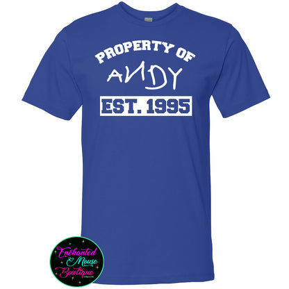 Property of Andy, Toy Story Shirt, Disney Dad Shirt, Disney Shirt for Men, Disney Shirt, Matching Disney Shirts, Plus Size Disney Shirt