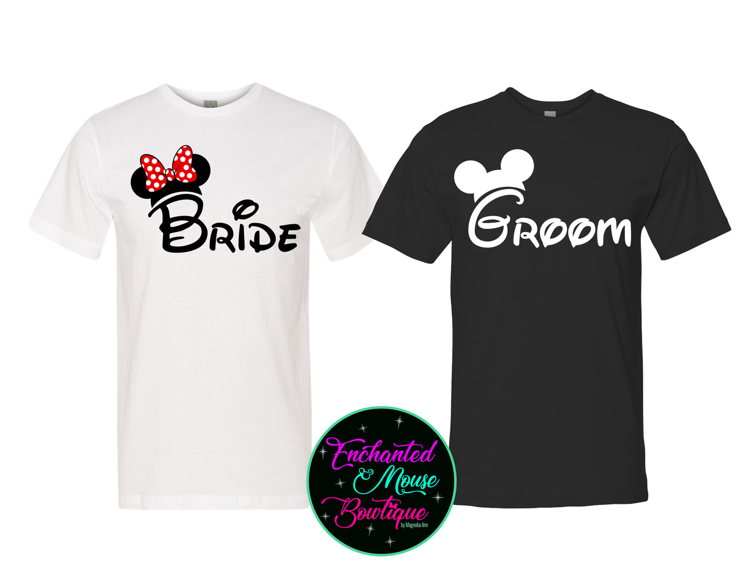 Disney Bride and Groom Couple Shirt, Wedding Party Shirt, Disney Honeymoon Shirt, Wedding Shirt, Wife and Hubs Shirts, Just Married Shirts