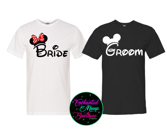 Disney Bride and Groom Couple Shirt, Wedding Party Shirt, Disney Honeymoon Shirt, Wedding Shirt, Wife and Hubs Shirts, Just Married Shirts