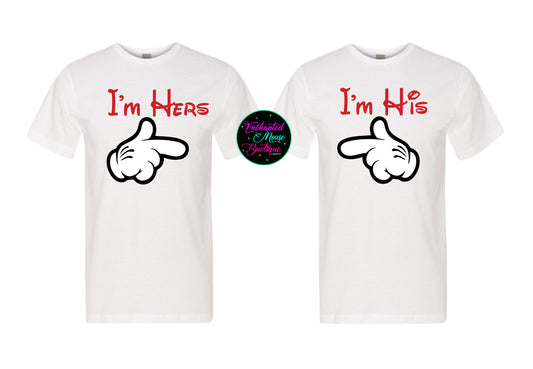 I'm His, I'm Hers, Disney Couple Shirts, Disney Bride, Disney Groom, Mickey Mouse Shirt, Disney Vacation Shirts, Disney Shirt