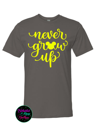 Never Grow Up, Peter Pan Shirt, Disney Shirt, Matching Disney Shirts, Disney Adult Shirt, Plus Size Disney Shirt, Tinkerbelle Shirt, Disney Tee