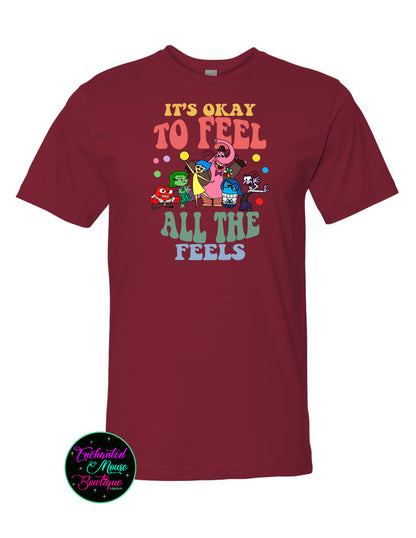 Inside Out, It's Okay To Feel All The Feels Shirt, Disney Shirt, Mental Health Shirt, Inside Out Shirt, Inside Out Characters Shirt, Anxiety Shirt