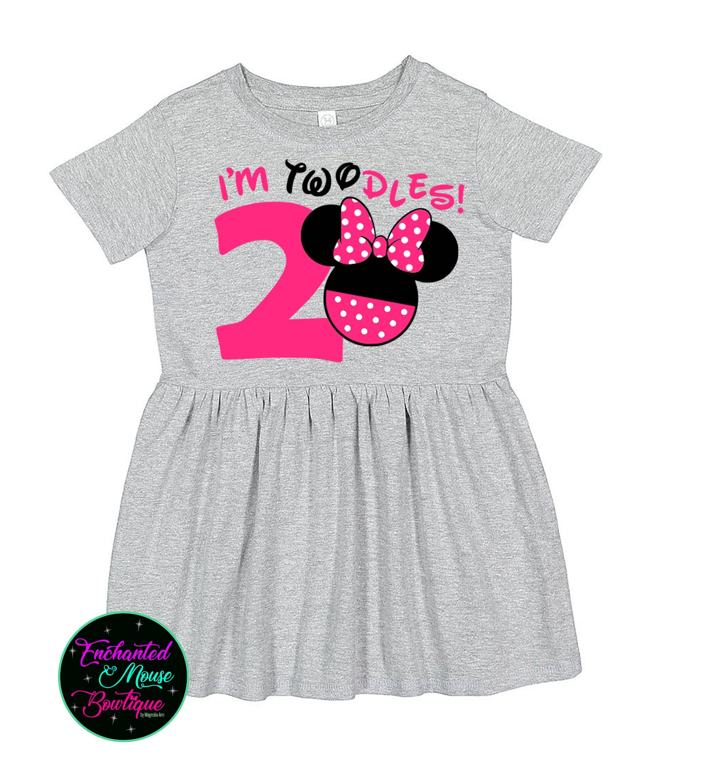 I'm Twodles, Minnie Mouse Dress, Girls Disney Dress, Disney Dress, Toddler Disney Dress, Minnie Birthday Dress, Disney Birthday Dress