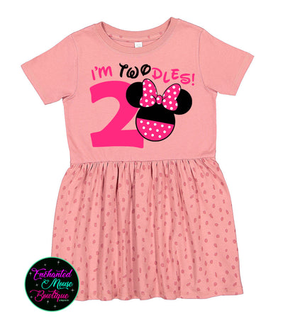 I'm Twodles, Minnie Mouse Dress, Girls Disney Dress, Disney Dress, Toddler Disney Dress, Minnie Birthday Dress, Disney Birthday Dress