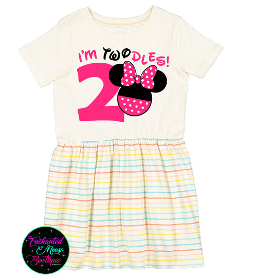 I'm Twodles, Minnie Mouse Dress, Girls Disney Dress, Disney Dress, Toddler Disney Dress, Minnie Birthday Dress, Disney Birthday Dress